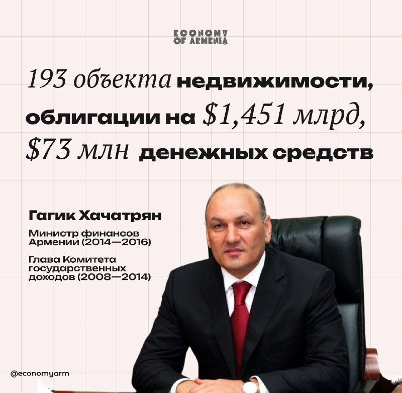 Экс-министр финансов Армении Гагик Хачатрян задержан: прокуратура требует конфискации активов на $1,5 млрд
