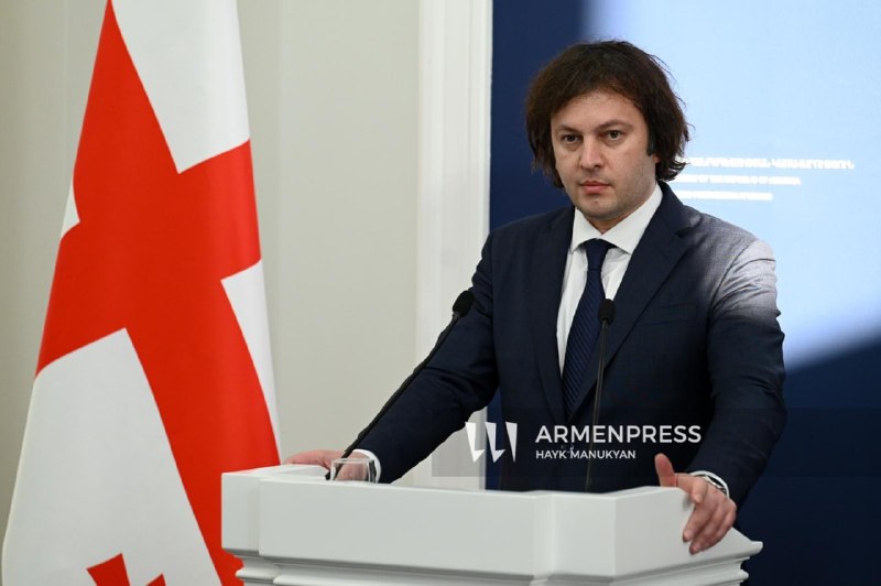 Ираклий Кобахидзе выступает перед журналистами в Грузии